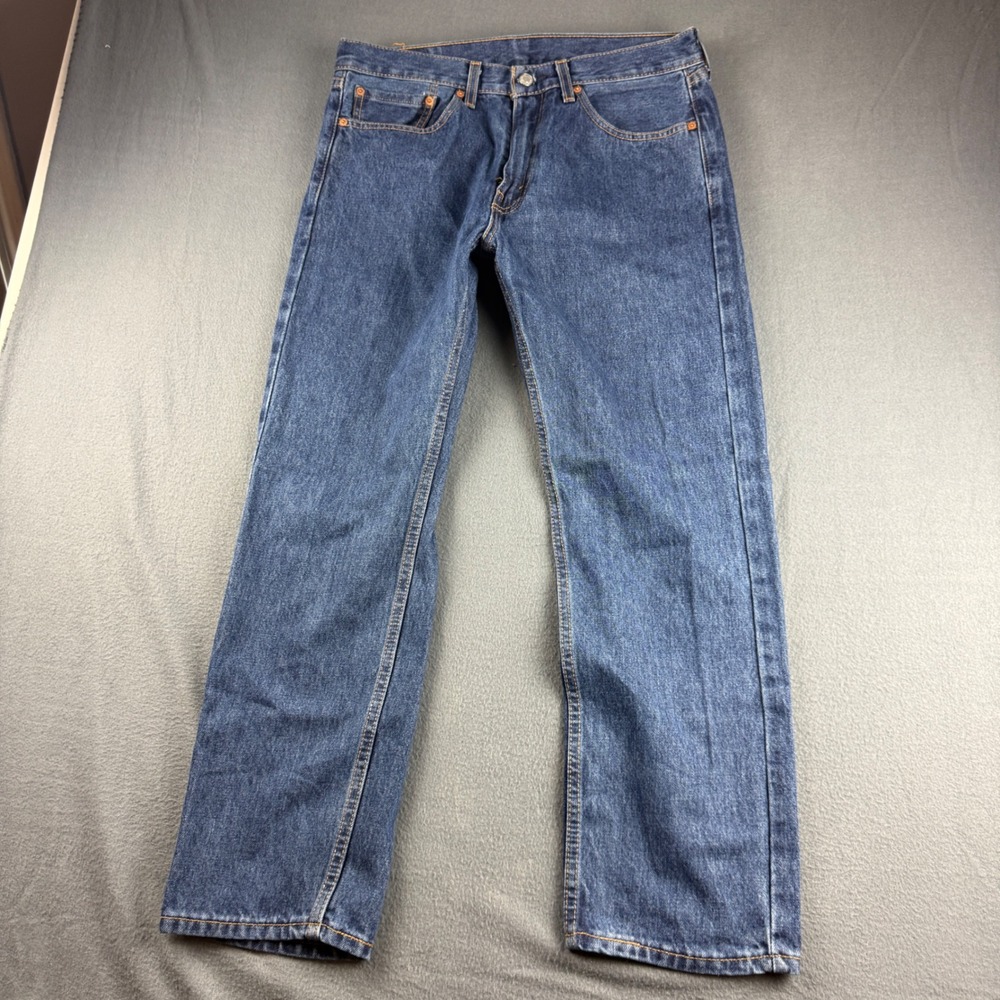 Levis 505 Jeans Men's 34x29 Blue Regular Fit Straight Leg Denim Workwear